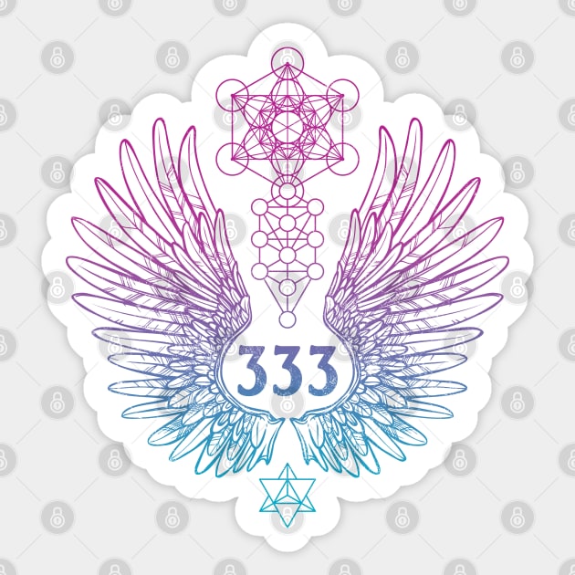 Angel Number 333 Sacred Geometry Sticker by LadyMoldavite